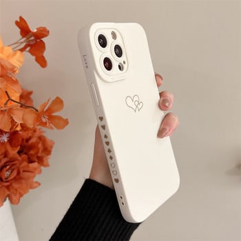 Θήκη τηλεφώνου Soft Candy Color Love Heart Frame για iPhone 11 12 13 Pro Max X XR XS Max 7 8 Plus Προστασία φακού Αντικραδασμικό κάλυμμα