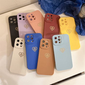 Θήκη τηλεφώνου Soft Candy Color Love Heart Frame για iPhone 11 12 13 Pro Max X XR XS Max 7 8 Plus Προστασία φακού Αντικραδασμικό κάλυμμα