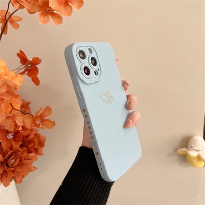 Soft Candy Color Love Heart Frame tālruņa korpuss iPhone 11 12 13 Pro Max X XR XS Max 7 8 Plus objektīva aizsardzībai triecienizturīgs vāciņš