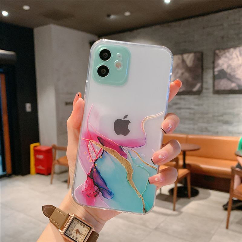Husa de telefon transparenta cu pictura in acuarela pentru iPhone 13 12 11 14 Pro Max X XR XS Max 7 8 Plus Husa moale TPU rezistenta la socuri