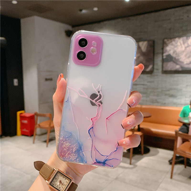 Husa de telefon transparenta cu pictura in acuarela pentru iPhone 13 12 11 14 Pro Max X XR XS Max 7 8 Plus Husa moale TPU rezistenta la socuri
