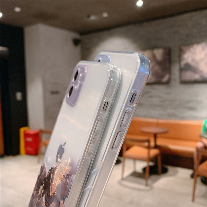 Husa de telefon transparenta cu pictura in acuarela pentru iPhone 13 12 11 14 Pro Max X XR XS Max 7 8 Plus Husa moale TPU rezistenta la socuri