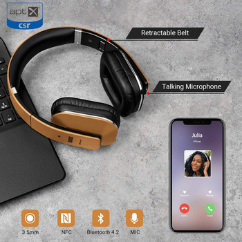 August EP650 Ασύρματα Bluetooth4.2 ακουστικά με μικρόφωνο 3,5mm Ήχος σε ενσύρματο ή ασύρματο στερεοφωνικό ακουστικό για τηλεόραση, υπολογιστή, τηλέφωνο