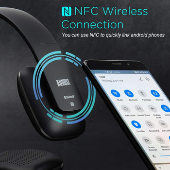 August EP636 Ασύρματα ακουστικά Bluetooth με μικρόφωνο, NFC On-ear Stereo Music Ακουστικά Bluetooth 4.1 για κινητό τηλέφωνο, υπολογιστή