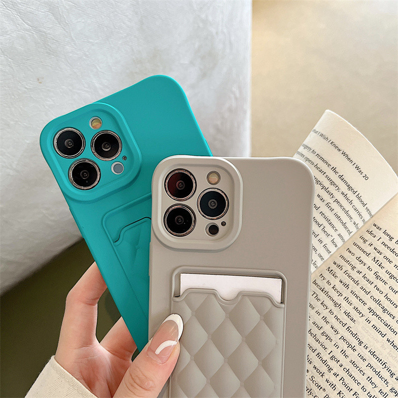 Držač vrećice za kartice Silikonska rešetkasta telefonska torbica za iPhone 14 11 12 13 Pro Max X XR XS Max 14 Plus Zaštitna maska za objektiv u boji slatkiša