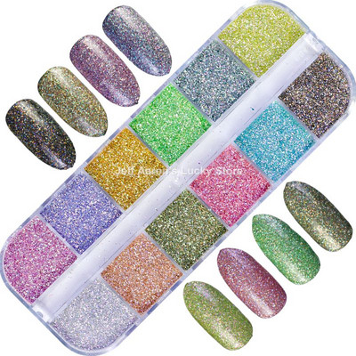 12 Pearl Light Color Glitter gél körömlakk por por kaméleon körömdíszítéshez manikűr kellék eszköz