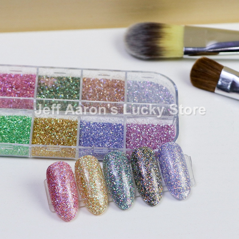 12 Pearl Light Color Glitter gél körömlakk por por kaméleon körömdíszítéshez manikűr kellék eszköz