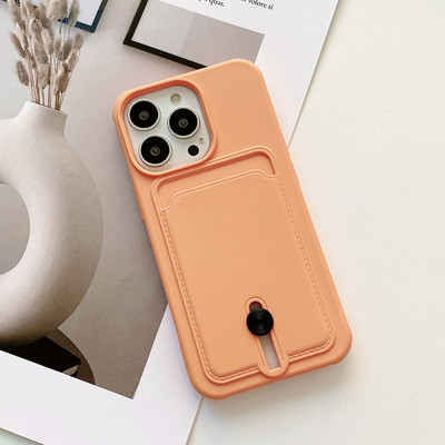 Husa de telefon portofel din silicon lichid de culoare caramelă, suport pentru carduri, pentru iPhone 14 13 Pro Max 12 11 XR X XS Max 7Plus husă moale rezistentă la șocuri