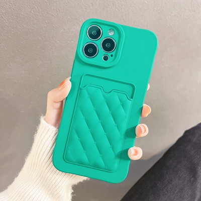 Suport pentru carduri Husă pentru telefon cu model cu zăbrele diamant pentru iPhone 11 12 13 14Pro Max XS Max X XR 14Plus Portofel Husă moale cu senzație de piele