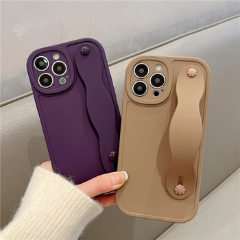 INS Fashion Purple θήκη τηλεφώνου με λουρί καρπού για iPhone 14 13 11 12Pro Max XS Max X XR Plus Προστασία κάμερας Κάλυμμα υγρής σιλικόνης