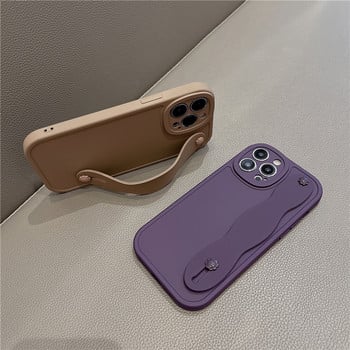 INS Fashion Purple θήκη τηλεφώνου με λουρί καρπού για iPhone 14 13 11 12Pro Max XS Max X XR Plus Προστασία κάμερας Κάλυμμα υγρής σιλικόνης