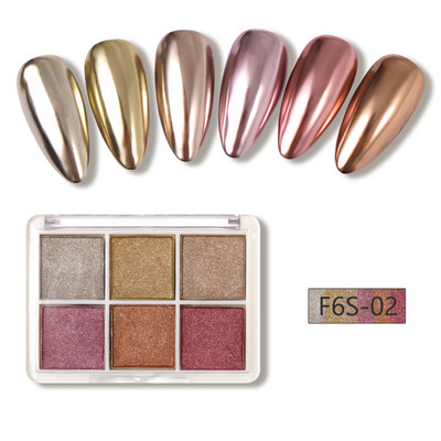 6 szín Holografikus Lézer Aurora Solid Mirror Köröm Glitter Púder Köröm UV Gél Lakk Pigment Nail Art Dekorációk Kiegészítők
