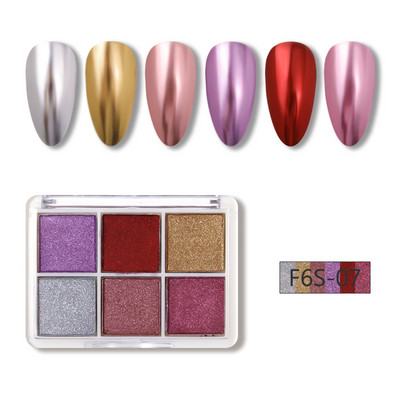6 szín Holografikus Lézer Aurora Solid Mirror Köröm Glitter Púder Köröm UV Gél Lakk Pigment Nail Art Dekorációk Kiegészítők