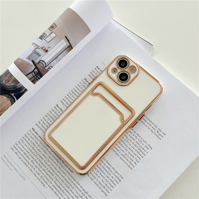 Husă de telefon de lux placată cu aur pentru carduri pentru iPhone 13 12 11 Pro Max XR XS Max X 7 8 Plus Husă din silicon moale, rezistentă la șocuri