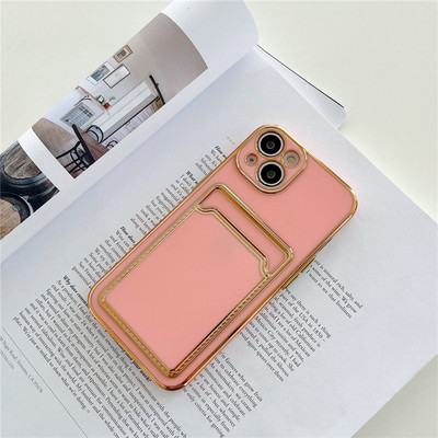 Husă de telefon de lux placată cu aur pentru carduri pentru iPhone 13 12 11 Pro Max XR XS Max X 7 8 Plus Husă din silicon moale, rezistentă la șocuri