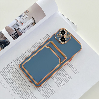 Husă de telefon de lux placată cu aur pentru carduri pentru iPhone 13 12 11 Pro Max XR XS Max X 7 8 Plus Husă din silicon moale, rezistentă la șocuri