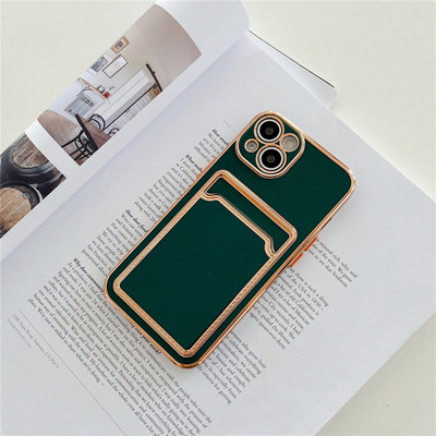 Husă de telefon de lux placată cu aur pentru carduri pentru iPhone 13 12 11 Pro Max XR XS Max X 7 8 Plus Husă din silicon moale, rezistentă la șocuri