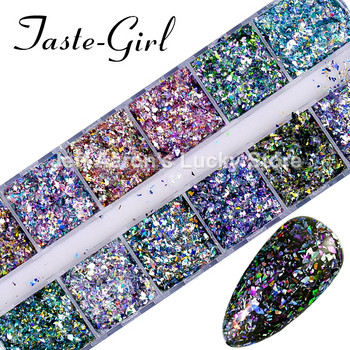 12 Color Laser Firework Glitter Gel Βερνίκι νυχιών πούλιες πούλιες Paillette ακανόνιστου σχήματος Chameleon για διακοσμήσεις νυχιών