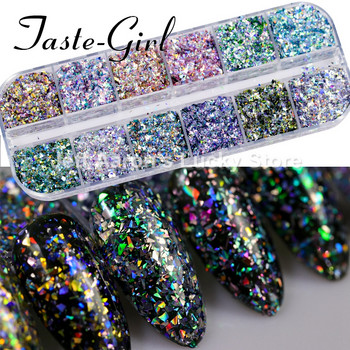 12 Color Laser Firework Glitter Gel Βερνίκι νυχιών πούλιες πούλιες Paillette ακανόνιστου σχήματος Chameleon για διακοσμήσεις νυχιών