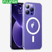 Läbipaistev Magsafe`i magnetilise juhtmevaba laadimisümbris iPhone 14 12 11 13 Pro Max Mini XR Xs 7 8 Plus SE kõva akrüülkatte jaoks