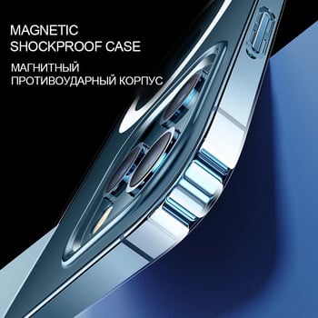 Прозрачен за Magsafe магнитен калъф за безжично зареждане за iPhone 14 12 11 13 Pro Max Mini XR Xs 7 8 Plus SE твърд акрилен капак