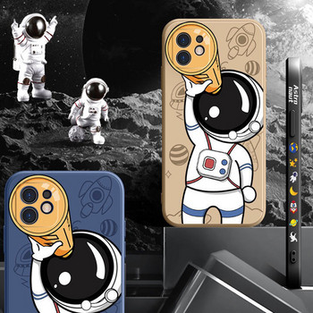 Χαριτωμένη θήκη τηλεφώνου Astronaut Hand Lanyard για iPhone 14 Pro Max 11 12 Pro 13 Pro Max XS Max XR X 8 7 Plus SE Μαλακό πίσω κάλυμμα προφυλακτήρα