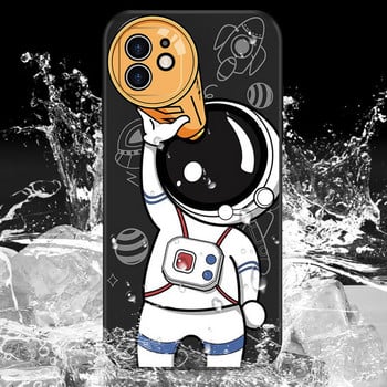 Χαριτωμένη θήκη τηλεφώνου Astronaut Hand Lanyard για iPhone 14 Pro Max 11 12 Pro 13 Pro Max XS Max XR X 8 7 Plus SE Μαλακό πίσω κάλυμμα προφυλακτήρα