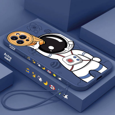 Armas Astronaut Käsipaelaga telefoniümbris iPhone 14 Pro Max 11 12 Pro 13 Pro Max XS Max XR X 8 7 Plus SE pehme kaitseraua tagakaas