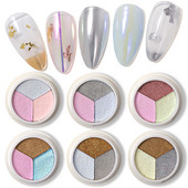 3 szín Holografikus Lézer Aurora Solid Mirror Köröm Glitter Púder Köröm UV Gél Lakk Pigment Nail Art Dekorációk Kiegészítők
