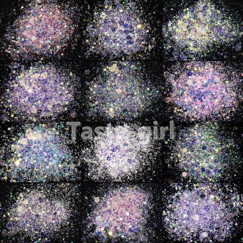 12 rešetki/set Pribor za nokte Okrugli šesterokutni holografski svjetlucavi ukrasi za nokte Naljepnice Meramid šljokice Komplet dodataka za nokte