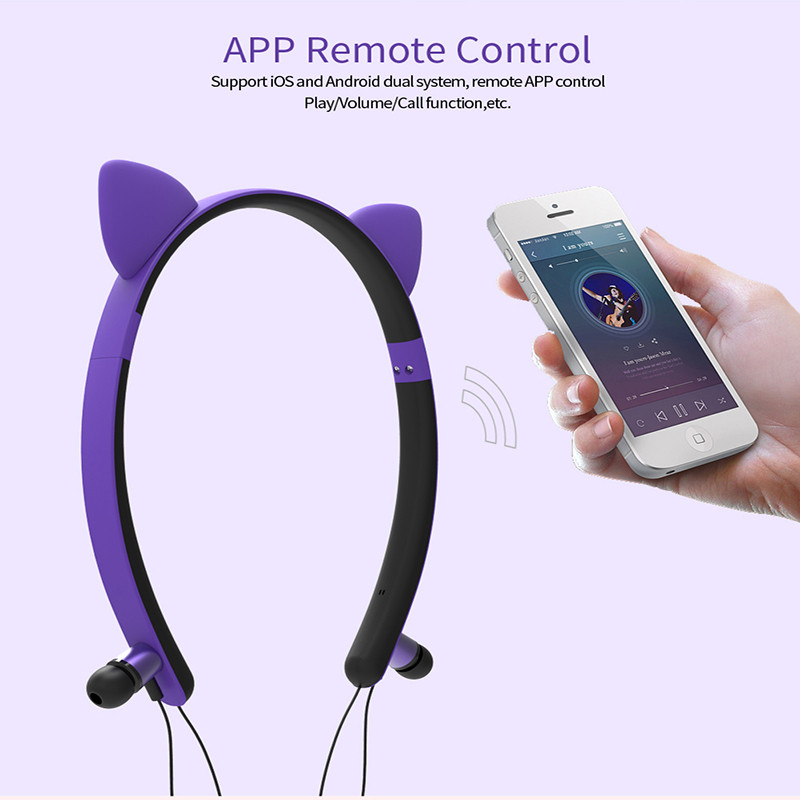GAINBANG crtana traka za glavu mačje uho Bluetooth slušalica RGB svjetleći čepić za uši Viseća bežična slušalica Pokrivala za glavu Sportske slušalice