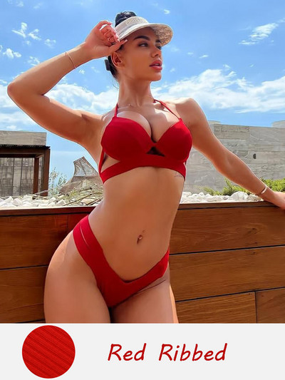 Andzhelika Solid Push Up bikini női kötszeres bikini szettek fürdőruha szexi kötőfék, kétrészes strandruha 2022 fürdőruha fürdőruha