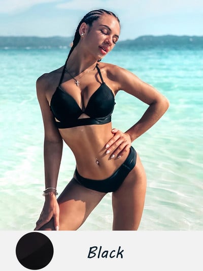 Andzhelika Solid Push Up bikini női kötszeres bikini szettek fürdőruha szexi kötőfék, kétrészes strandruha 2022 fürdőruha fürdőruha