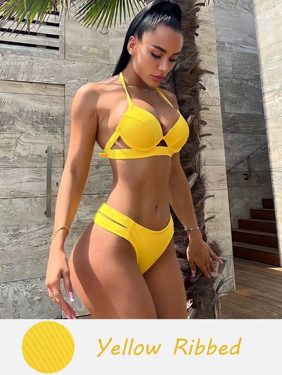 Andzhelika Solid Push Up bikini női kötszeres bikini szettek fürdőruha szexi kötőfék, kétrészes strandruha 2022 fürdőruha fürdőruha