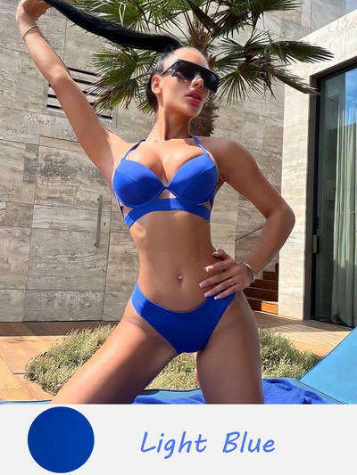 Andzhelika Solid Push Up bikini női kötszeres bikini szettek fürdőruha szexi kötőfék, kétrészes strandruha 2022 fürdőruha fürdőruha