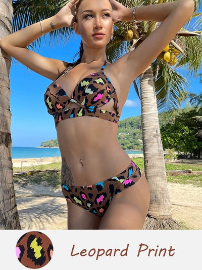 Andzhelika Solid Push Up bikini női kötszeres bikini szettek fürdőruha szexi kötőfék, kétrészes strandruha 2022 fürdőruha fürdőruha