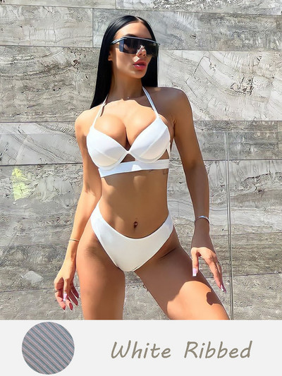 Andzhelika Solid Push Up bikini női kötszeres bikini szettek fürdőruha szexi kötőfék, kétrészes strandruha 2022 fürdőruha fürdőruha