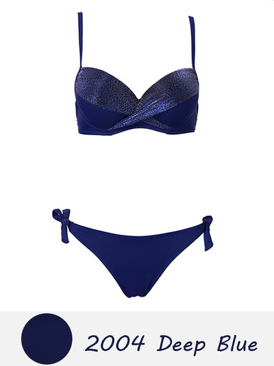 Andzhelika Solid Push Up bikini női kötszeres bikini szettek fürdőruha szexi kötőfék, kétrészes strandruha 2022 fürdőruha fürdőruha