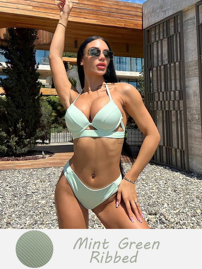 Andzhelika Solid Push Up bikini női kötszeres bikini szettek fürdőruha szexi kötőfék, kétrészes strandruha 2022 fürdőruha fürdőruha
