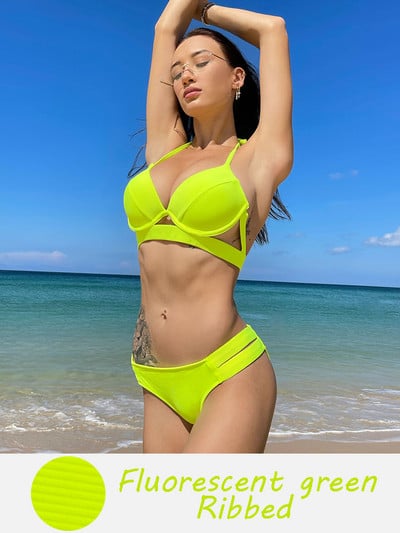 Andzhelika Solid Push Up bikini női kötszeres bikini szettek fürdőruha szexi kötőfék, kétrészes strandruha 2022 fürdőruha fürdőruha