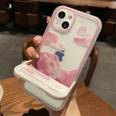 Ins Cloud Mountain salokāms kronšteins tālruņa korpuss iPhone 13 12 11 Pro Max XS Max XR X 7 8 Plus statīva triecienizturīgs mīksts aizmugures vāciņš