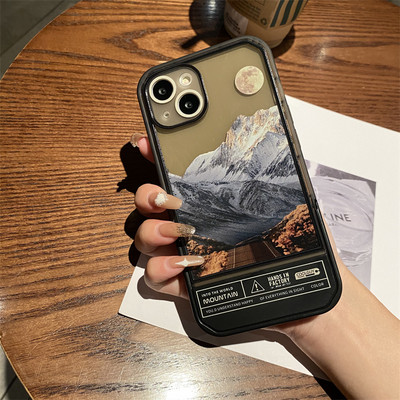 Ins Cloud Mountain salokāms kronšteins tālruņa korpuss iPhone 13 12 11 Pro Max XS Max XR X 7 8 Plus statīva triecienizturīgs mīksts aizmugures vāciņš