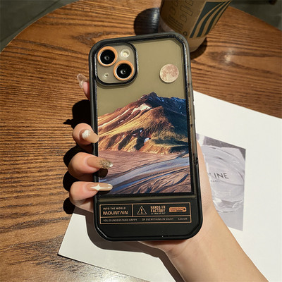 Ins Cloud Mountain salokāms kronšteins tālruņa korpuss iPhone 13 12 11 Pro Max XS Max XR X 7 8 Plus statīva triecienizturīgs mīksts aizmugures vāciņš