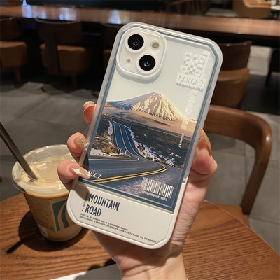 Ins Cloud Mountain salokāms kronšteins tālruņa korpuss iPhone 13 12 11 Pro Max XS Max XR X 7 8 Plus statīva triecienizturīgs mīksts aizmugures vāciņš