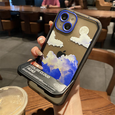 Ins Cloud Mountain salokāms kronšteins tālruņa korpuss iPhone 13 12 11 Pro Max XS Max XR X 7 8 Plus statīva triecienizturīgs mīksts aizmugures vāciņš