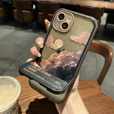 Ins Cloud Mountain salokāms kronšteins tālruņa korpuss iPhone 13 12 11 Pro Max XS Max XR X 7 8 Plus statīva triecienizturīgs mīksts aizmugures vāciņš