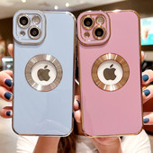 Luksusa mīksts galvanizēts tālruņa korpuss iPhone 11 12 13 14 Pro Max XS X XR 7 8 Plus Mini dobiem silikona korpusiem