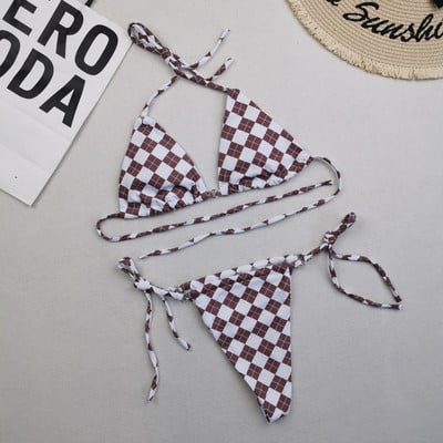 Σέξι μίνι μπικίνι γυναικεία μαγιό 2023 Halter Lacing Up Triangle σετ μπικίνι Γυναικείο μαγιό Vintage μαγιό μαύρο πράσινο