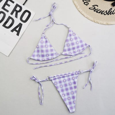 Σέξι μίνι μπικίνι γυναικεία μαγιό 2023 Halter Lacing Up Triangle σετ μπικίνι Γυναικείο μαγιό Vintage μαγιό μαύρο πράσινο