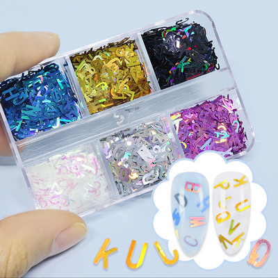 6 rács Holografikus körömdíszítő flitterek juharlevelek lézercsillag szív Paillette pehely DIY manikűr 3D köröm díszítő eszközök